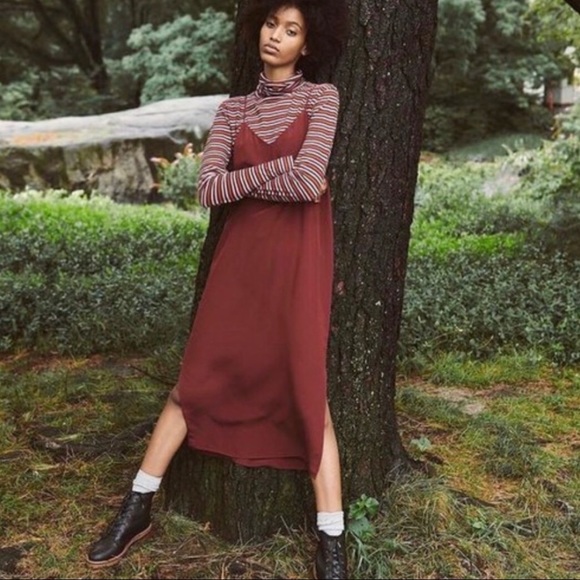 NWT Madewell Silk Eva Side-Slit Slip Dress Midi - Picture 9 of 9